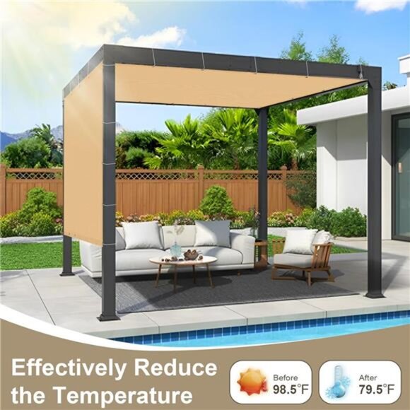 3/4/6/8/10/12/20FT Sun Shade Cloth with Grommets Shade Cover 95% UV Protection - Picture 5 of 6